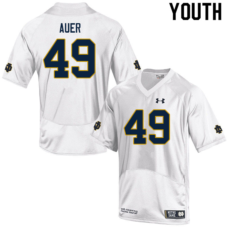 Youth #49 Marty Auer Notre Dame Fighting Irish College Football Jerseys Sale-White - Click Image to Close